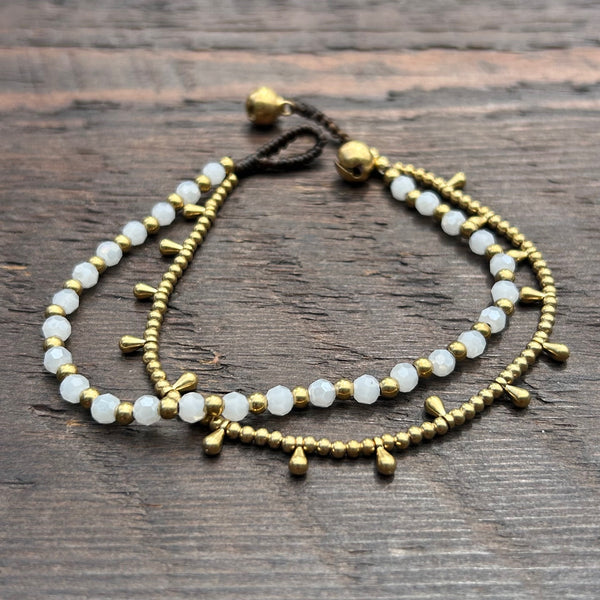'Bead Love' Bead Bracelet With Teardrops (Clear White)