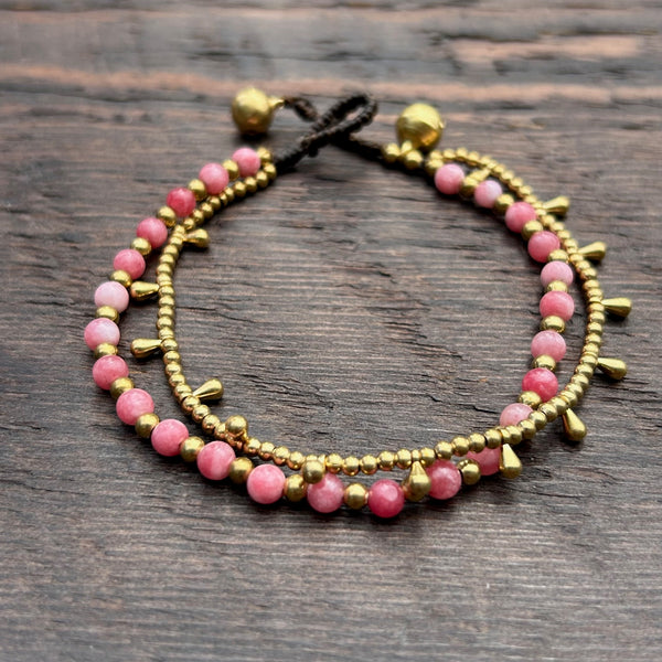 'Bead Love' Bead Bracelet With Teardrops (Pink)