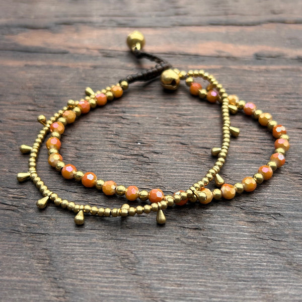 'Bead Love' Bead Bracelet With Teardrops (Burnt Orange)