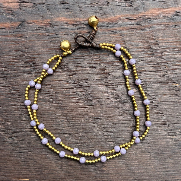'Bead Love' 2 Strand Anklet (Lavender)