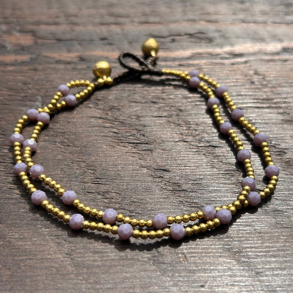 'Bead Love' 2 Strand Anklet (Lavender)