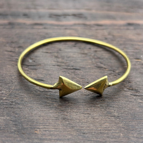 'Brass-Works' Brass Triangle Ends Cuff Bangle