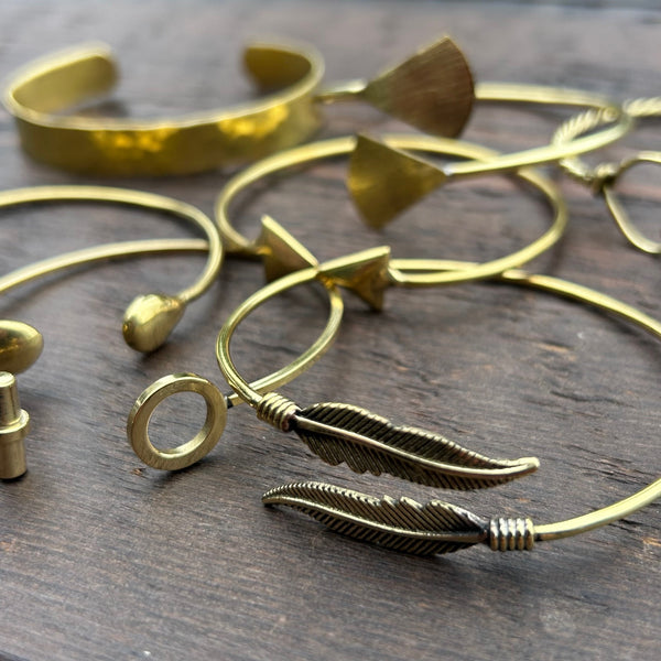 'Brass-Works' Brass Triangle Ends Cuff Bangle