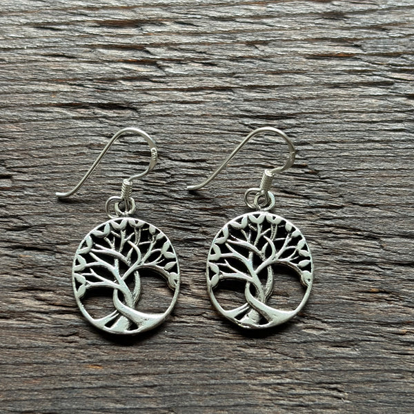 Tree of Life Sterling Silver Drop Earrings