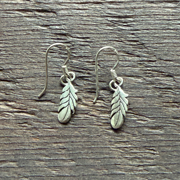 Small Leaf Sterling Silver Mini Drop Earrings