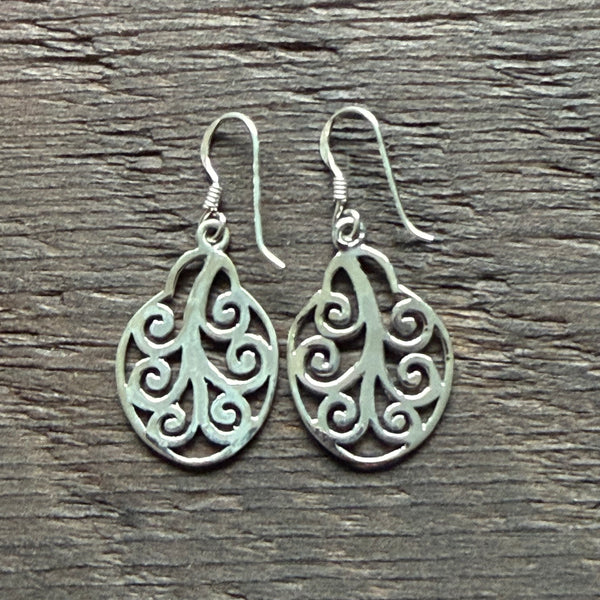 Swirl Sterling Silver Drop Earrings