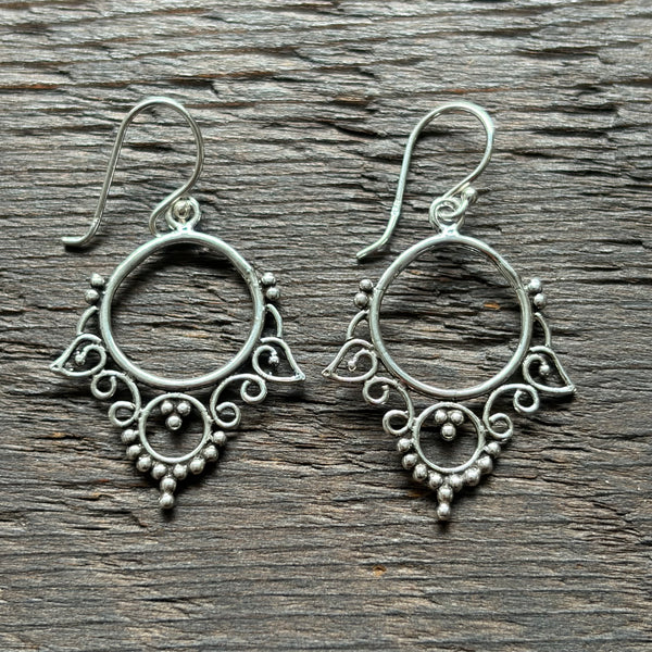 Intricate Sterling Silver Drop Earrings