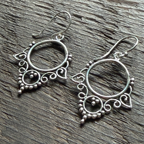 Intricate Sterling Silver Drop Earrings