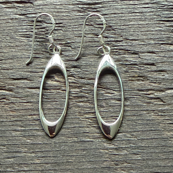 Oval Sterling Silver Drop Earrings