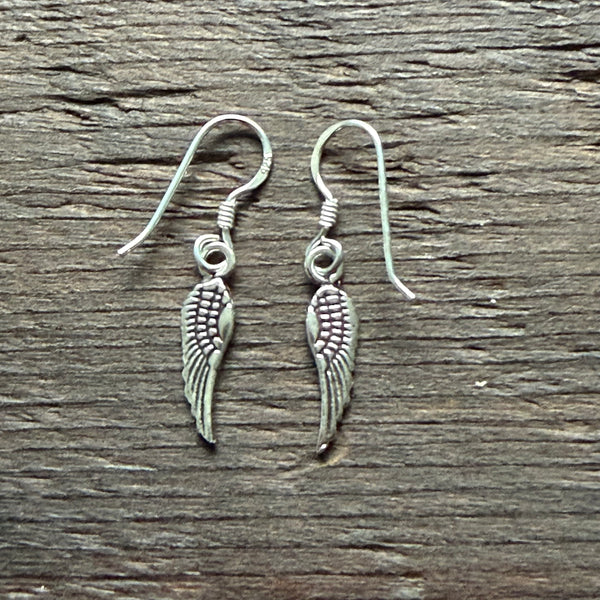 'Angel Wings' Sterling Silver Mini Drop Earrings