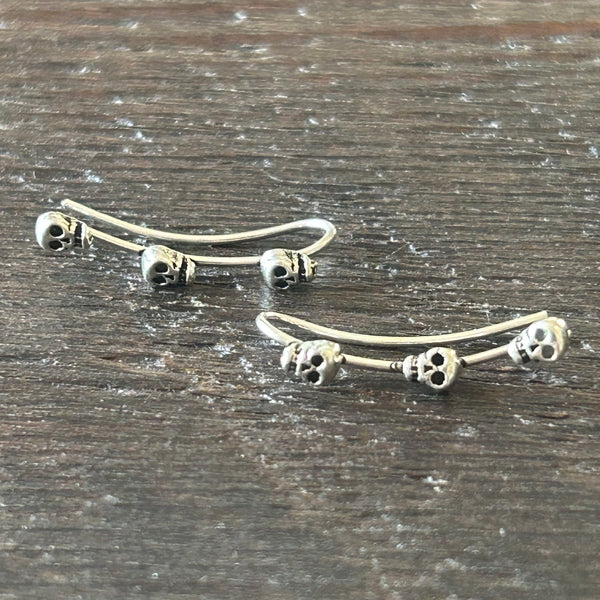 Sterling Silver '3 Skulls' Ear Climbers