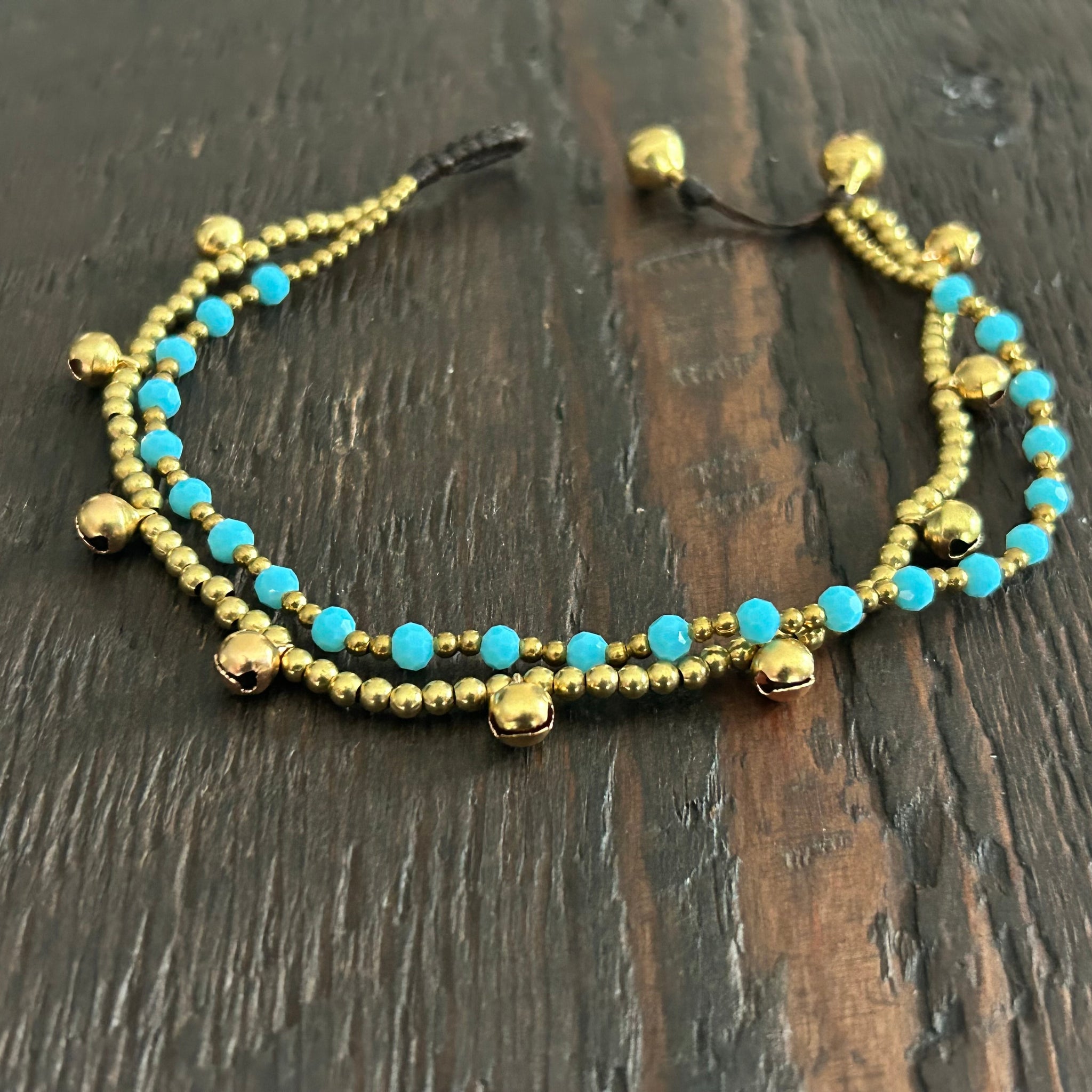 'Bead Love' 2 Strand Bead Anklet (Light Blue)