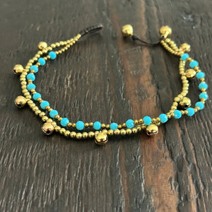 'Bead Love' 2 Strand Bead Anklet (Light Blue)