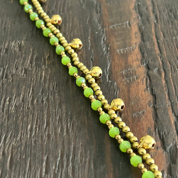 'Bead Love' 2 Strand Bead Anklet (Bright Green)