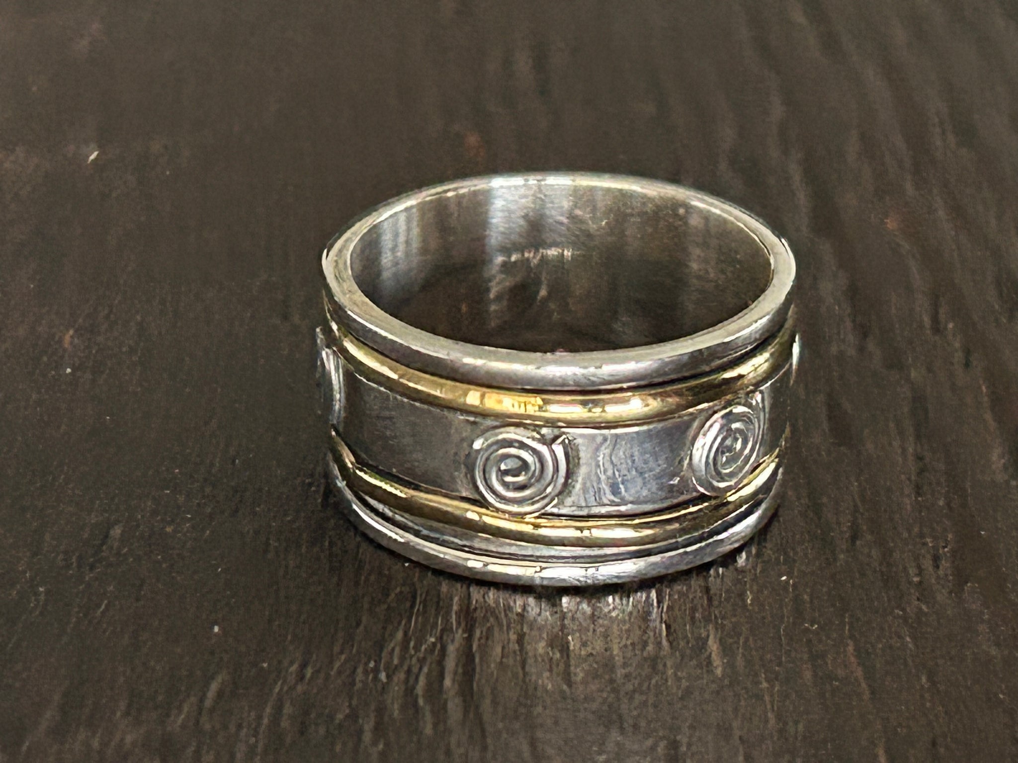 LARGE Sterling Silver 2/3 Colour Fidget / Anxiety / Spinning Ring