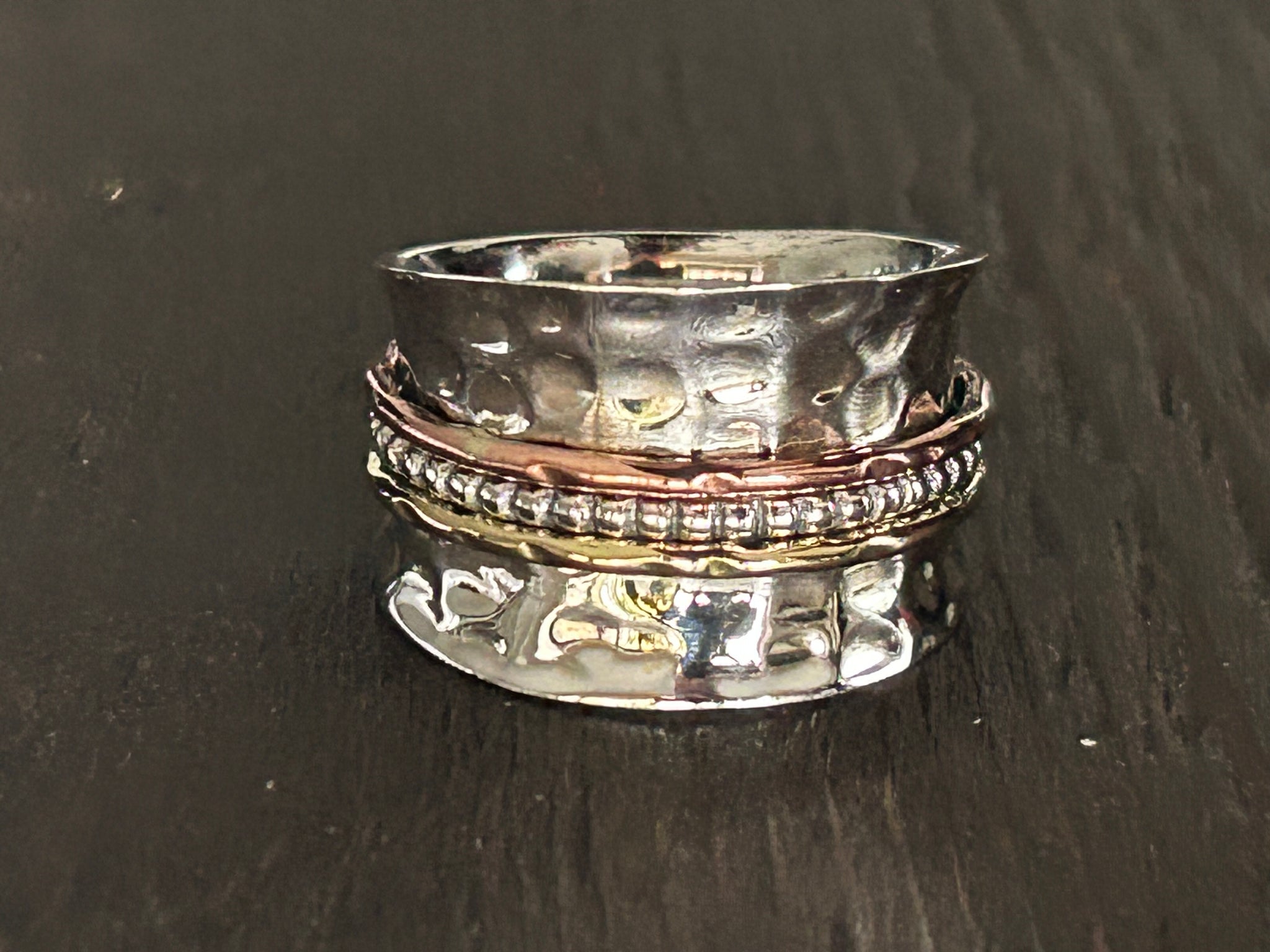 LARGE Sterling Silver 2/3 Colour Fidget / Anxiety / Spinning Ring