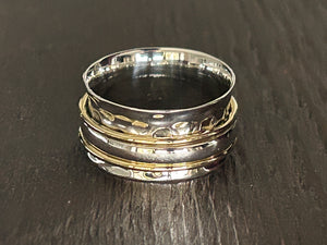 LARGE Sterling Silver 2/3 Colour Fidget / Anxiety / Spinning Ring