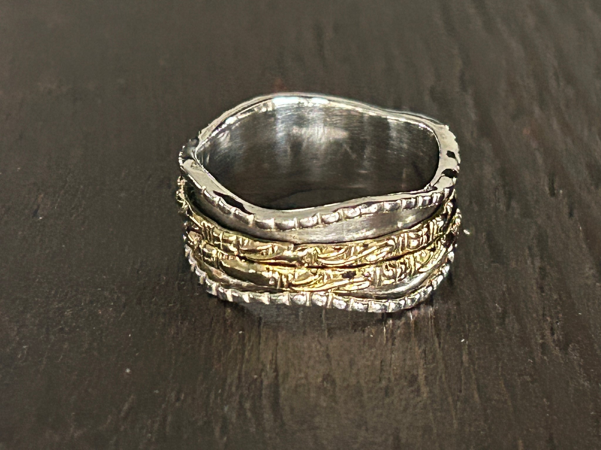 LARGE Sterling Silver 2/3 Colour Fidget / Anxiety / Spinning Ring