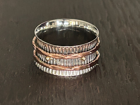 LARGE Sterling Silver 2/3 Colour Fidget / Anxiety / Spinning Ring