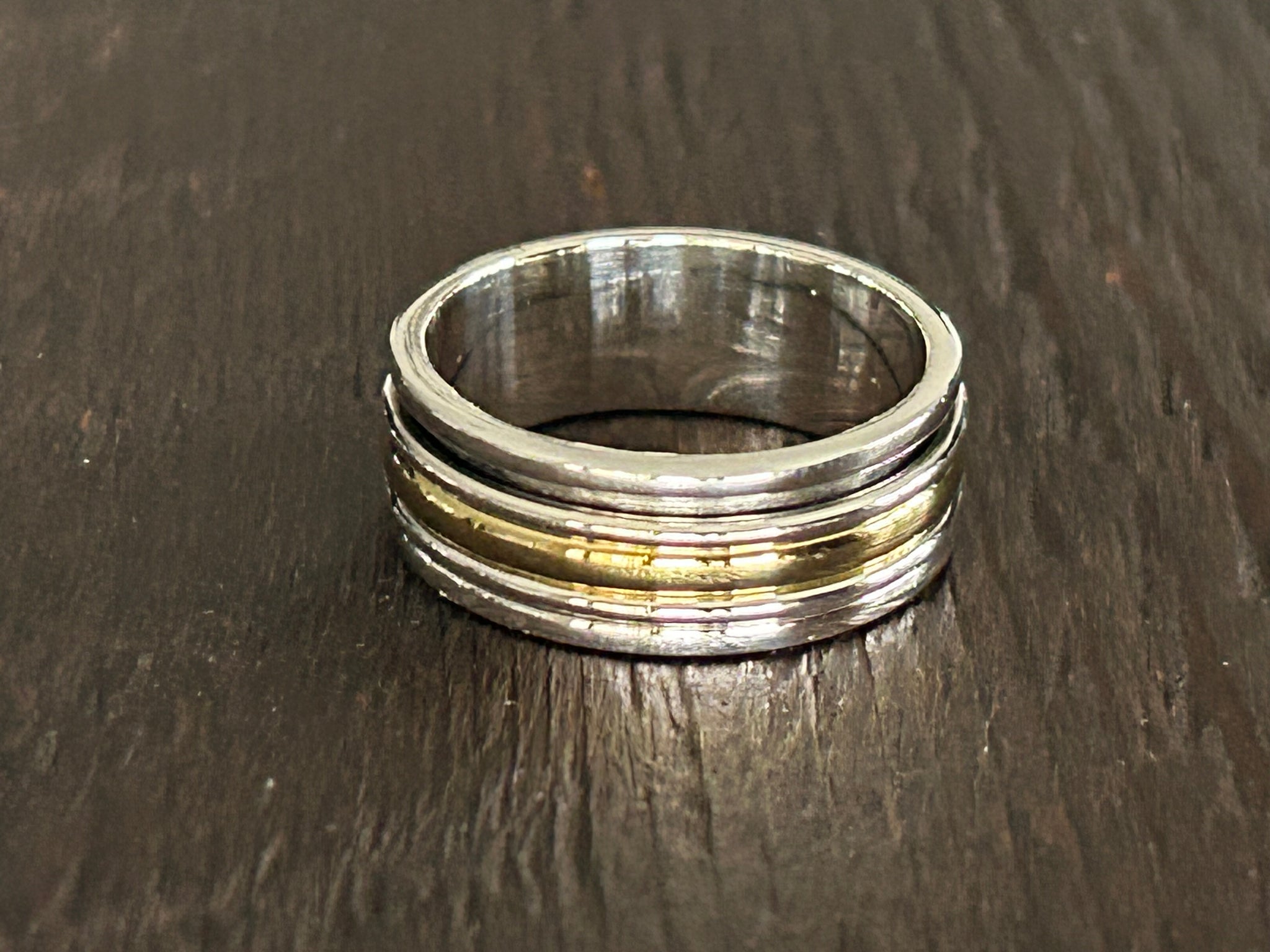 LARGE Sterling Silver 2/3 Colour Fidget / Anxiety / Spinning Ring