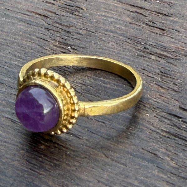 Soul-Led X Brass-Works Stone Ring - Amethyst