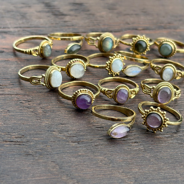 Soul-Led X Brass-Works Stone Ring - Amethyst