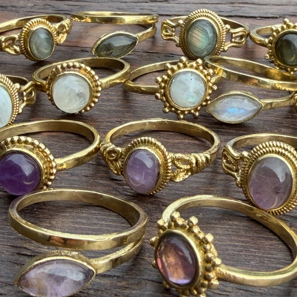 Soul-Led X Brass-Works Stone Ring - Amethyst