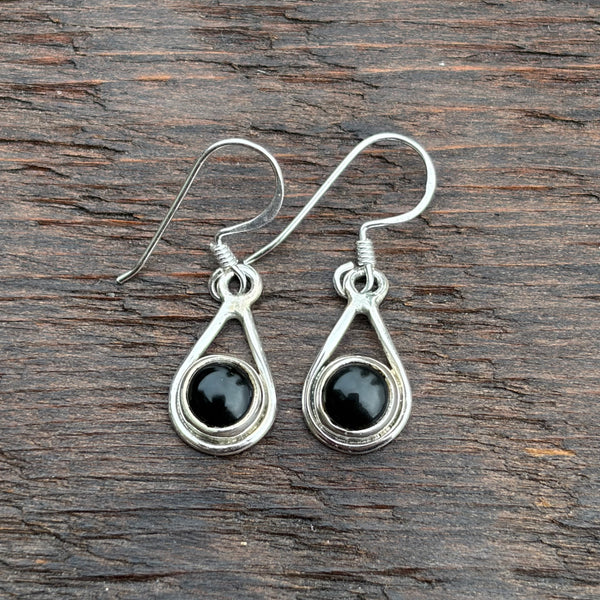 Sterling Silver Onyx Drop Earrings