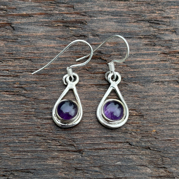Sterling Silver & Amethyst Drop Earrings
