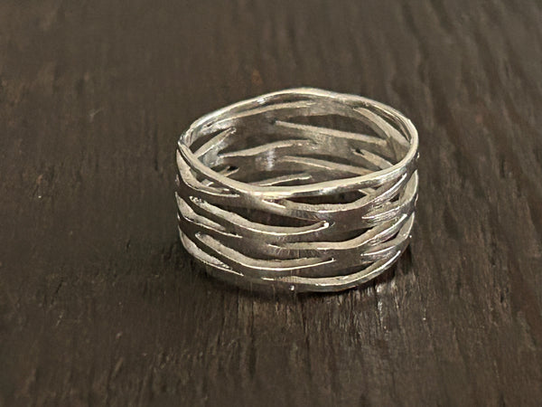 'Waves' Sterling Silver Band Ring