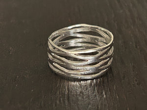 'Waves' Sterling Silver Band Ring