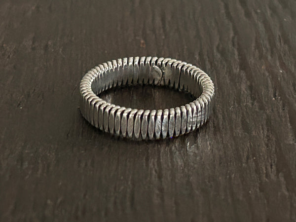 Multi Sectioned Sterling Silver Band Ring