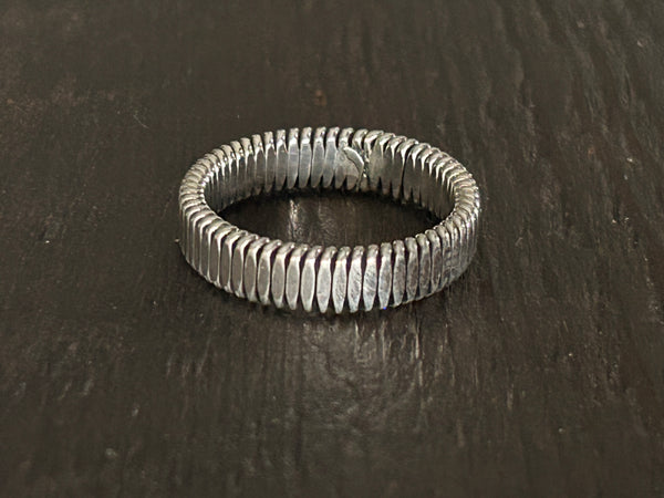 Multi Sectioned Sterling Silver Band Ring