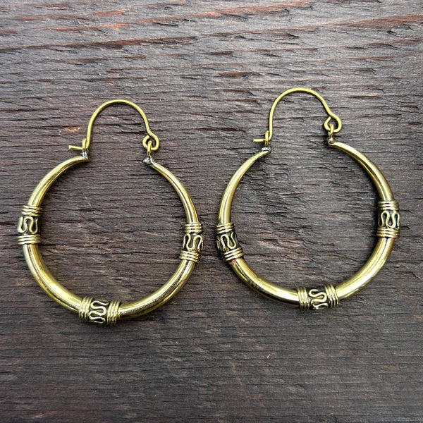 'Brass-Works' Hoop Earrings