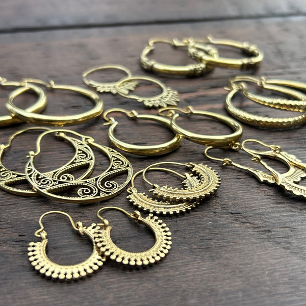 'Brass-Works' Hoop Earrings