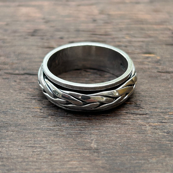 LARGE Sterling Silver Fidget / Spinning Ring