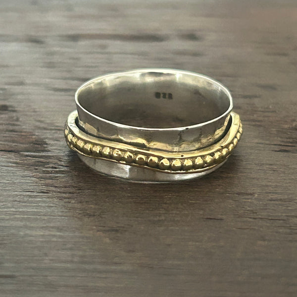 LARGE Sterling Silver 2/3 Colour Fidget / Anxiety / Spinning Ring