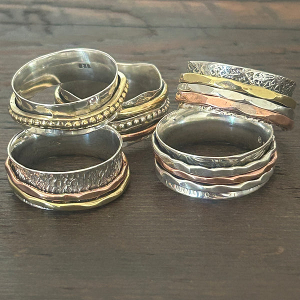 LARGE Sterling Silver 2/3 Colour Fidget / Anxiety / Spinning Ring