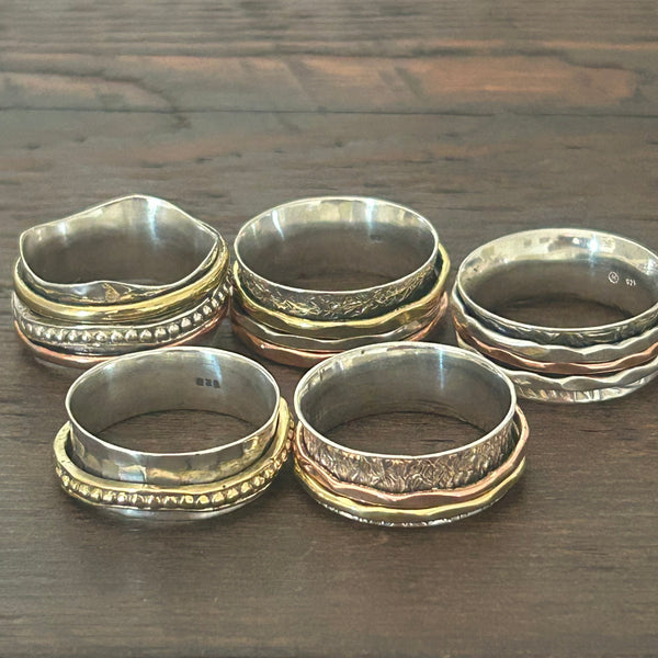 LARGE Sterling Silver 2/3 Colour Fidget / Anxiety / Spinning Ring