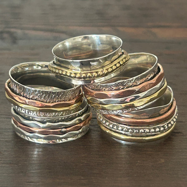 LARGE Sterling Silver 2/3 Colour Fidget / Anxiety / Spinning Ring