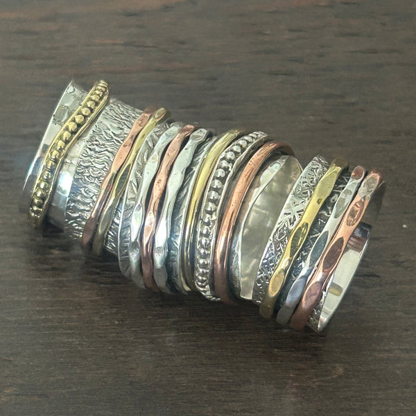 LARGE Sterling Silver 2/3 Colour Fidget / Anxiety / Spinning Ring