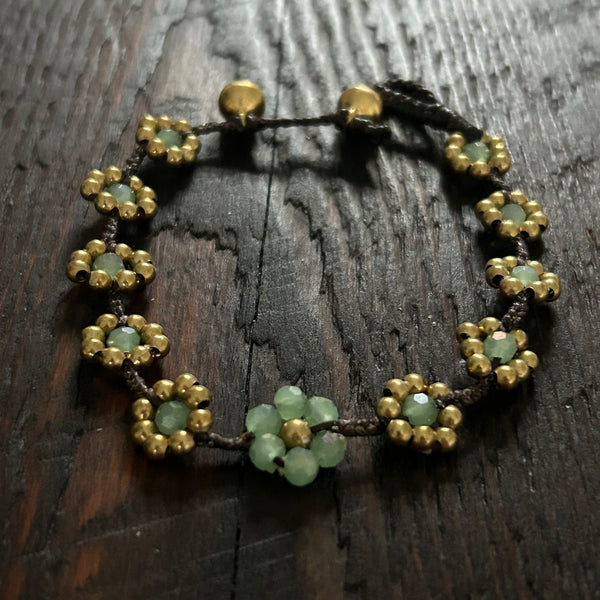 'Bead Love' Flower Design Bead Bracelet (Mint Green)