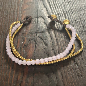 'Bead Love' Triple Strand Bead Bracelet (Light Pink)