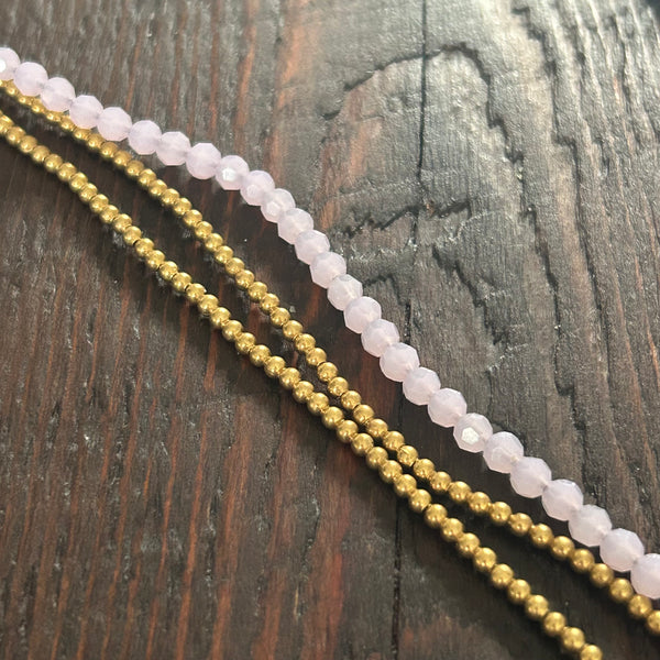 'Bead Love' Triple Strand Bead Bracelet (Light Pink)