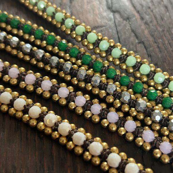 'Bead Love' Bead Band Bracelet (Dark Green)