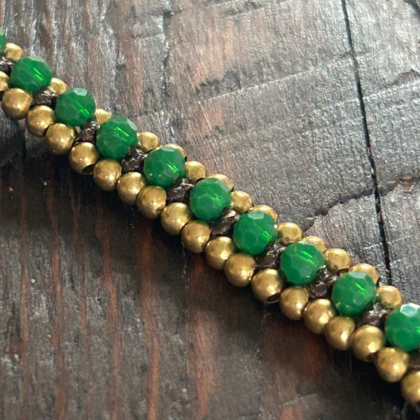 'Bead Love' Bead Band Bracelet (Dark Green)