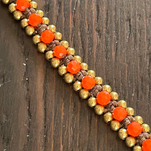 'Bead Love' Band Bead Anklet (Orange)