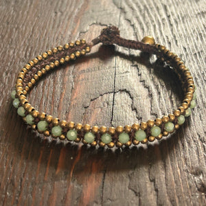 'Bead Love' Band Bead Anklet (Mint Green)