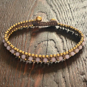 'Bead Love' Band Bead Anklet (Light Pink)