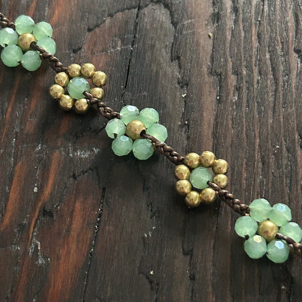 'Bead Love' Flower Design Anklet (Mint Green)